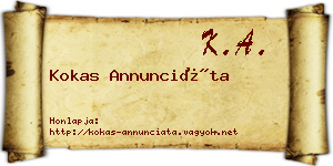 Kokas Annunciáta névjegykártya